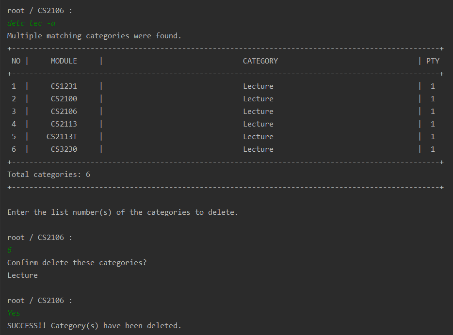 delc command multiple delete