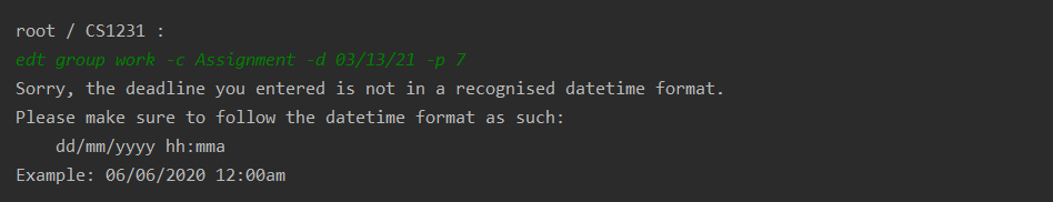 edt command invalid deadline