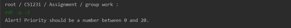 edt command invalid priority